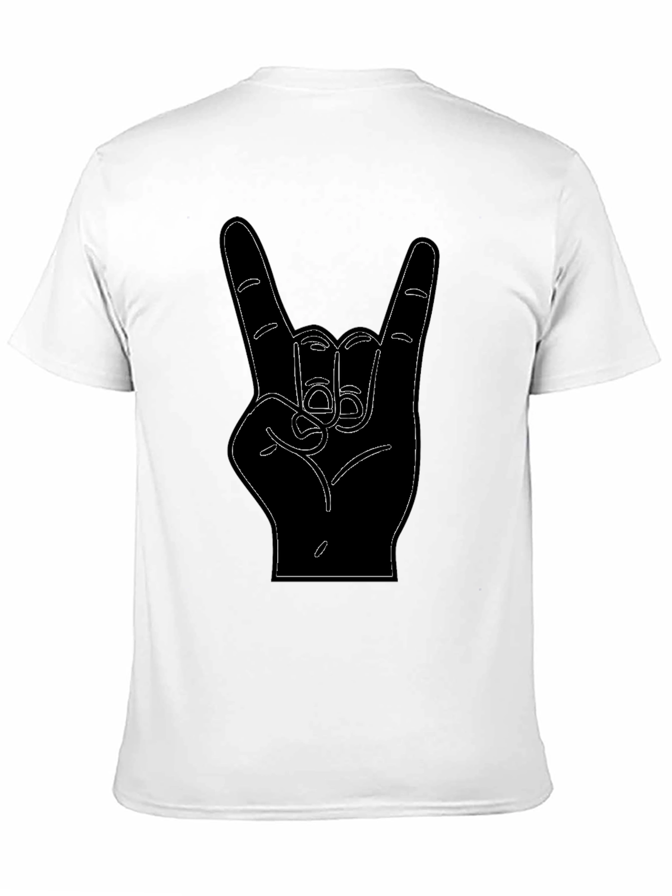 Rock On Hand Sign Black Graphic Tee