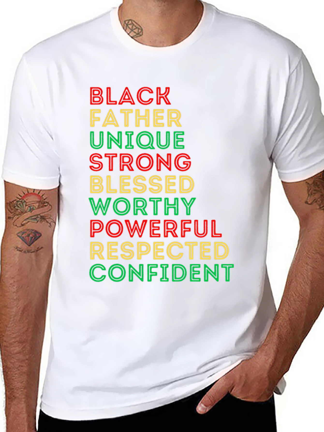 Black Father T-Shirt - Unique Strong Blessed