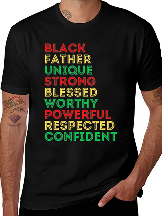 Black Father T-Shirt - Unique Strong Blessed