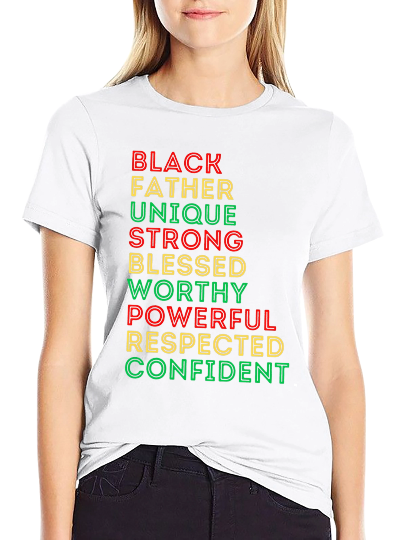 Black Father T-Shirt - Unique Strong Blessed
