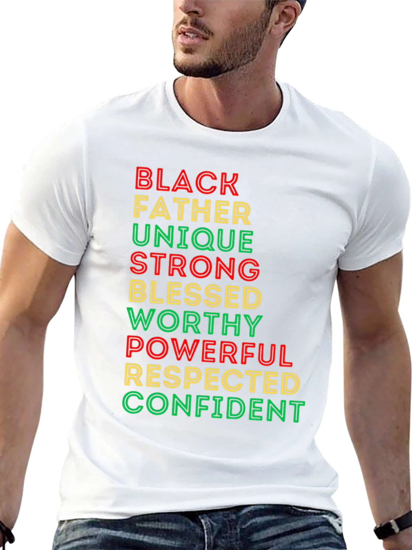 Black Father T-Shirt - Unique Strong Blessed