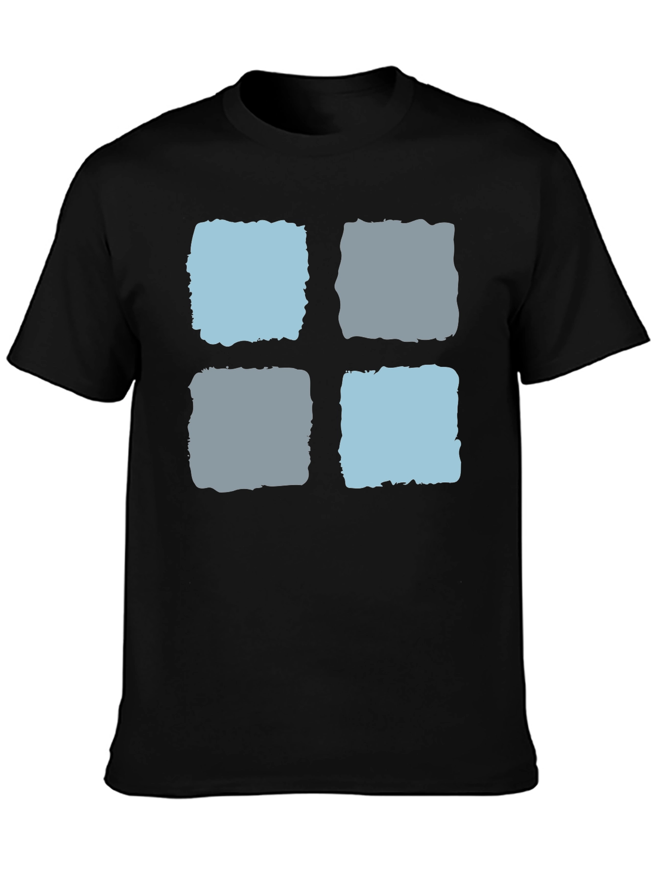 Modern Blocks Graphic Tee - Soft Black Cotton T-Shirt