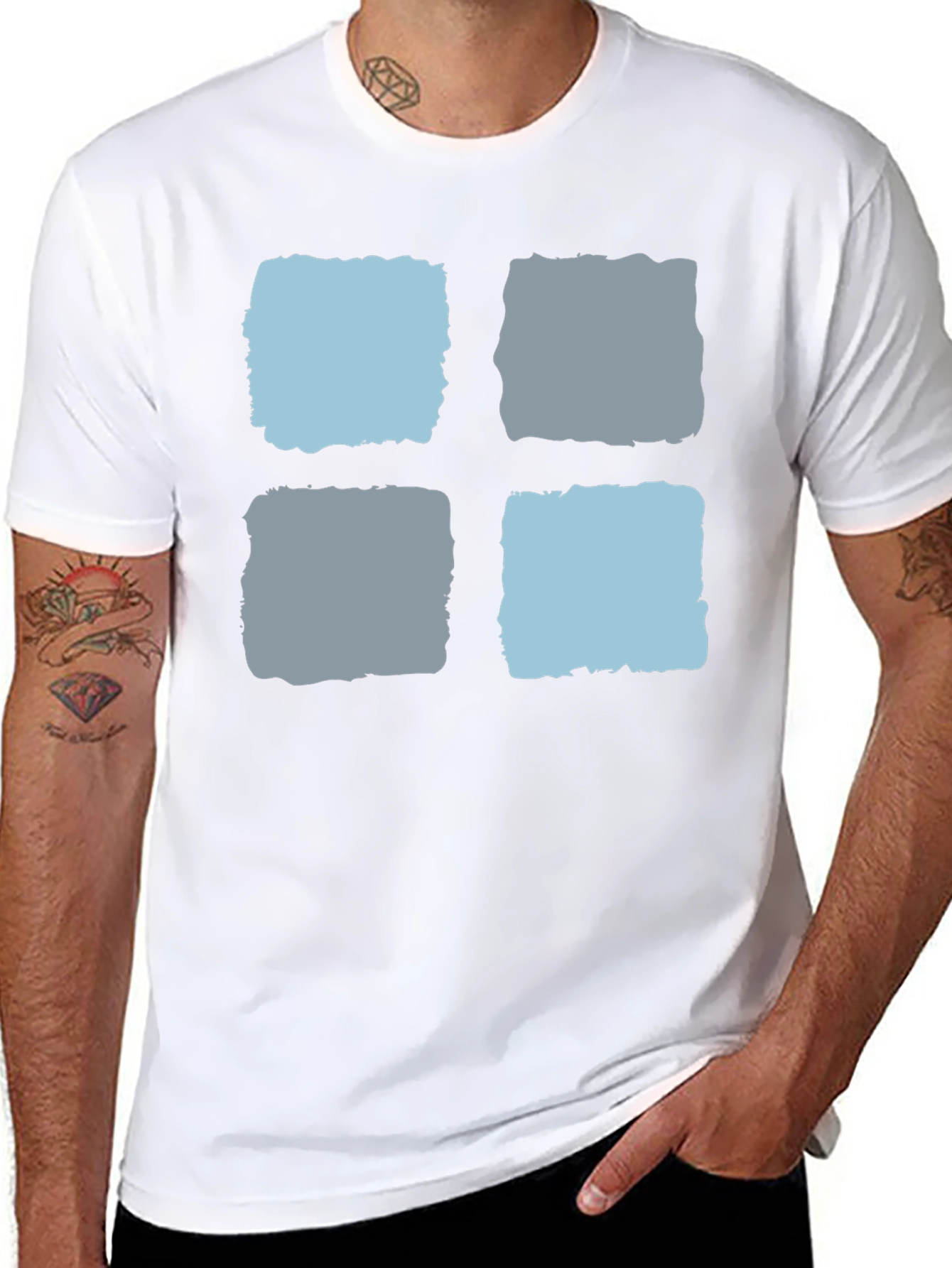 Modern Blocks Graphic Tee - Soft Black Cotton T-Shirt