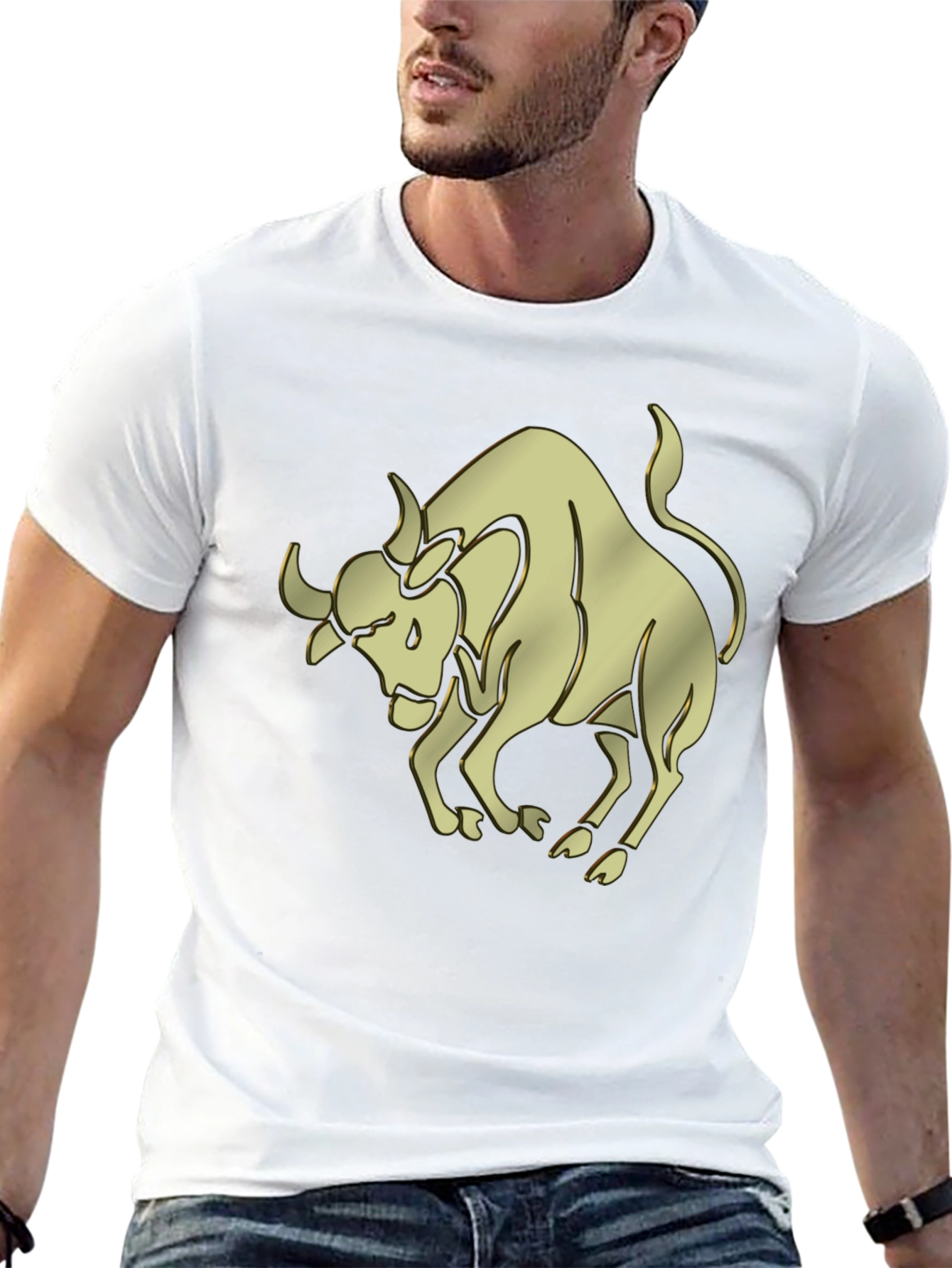 Gold Taurus Graphic Black T-Shirt