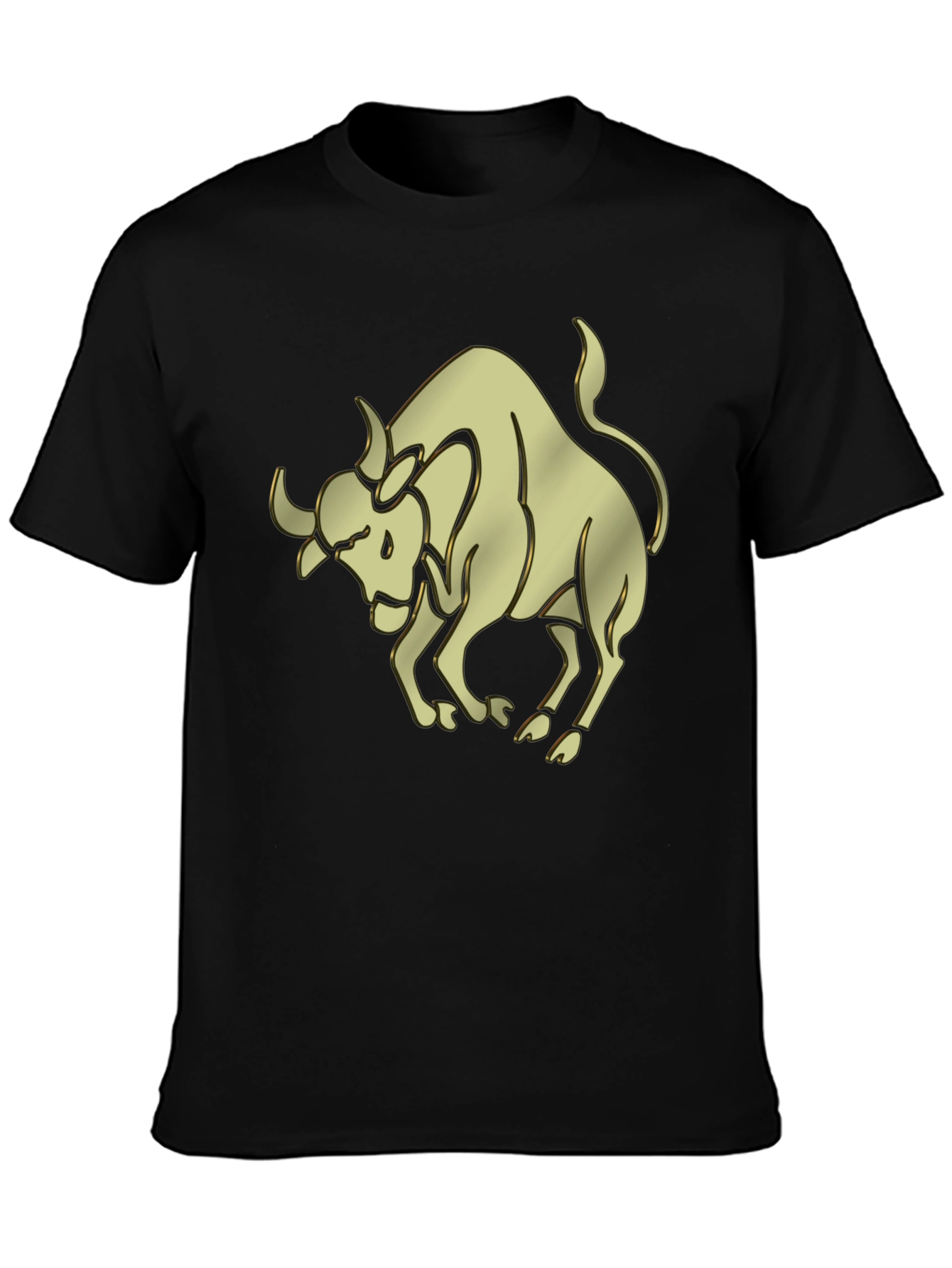 Gold Taurus Graphic Black T-Shirt