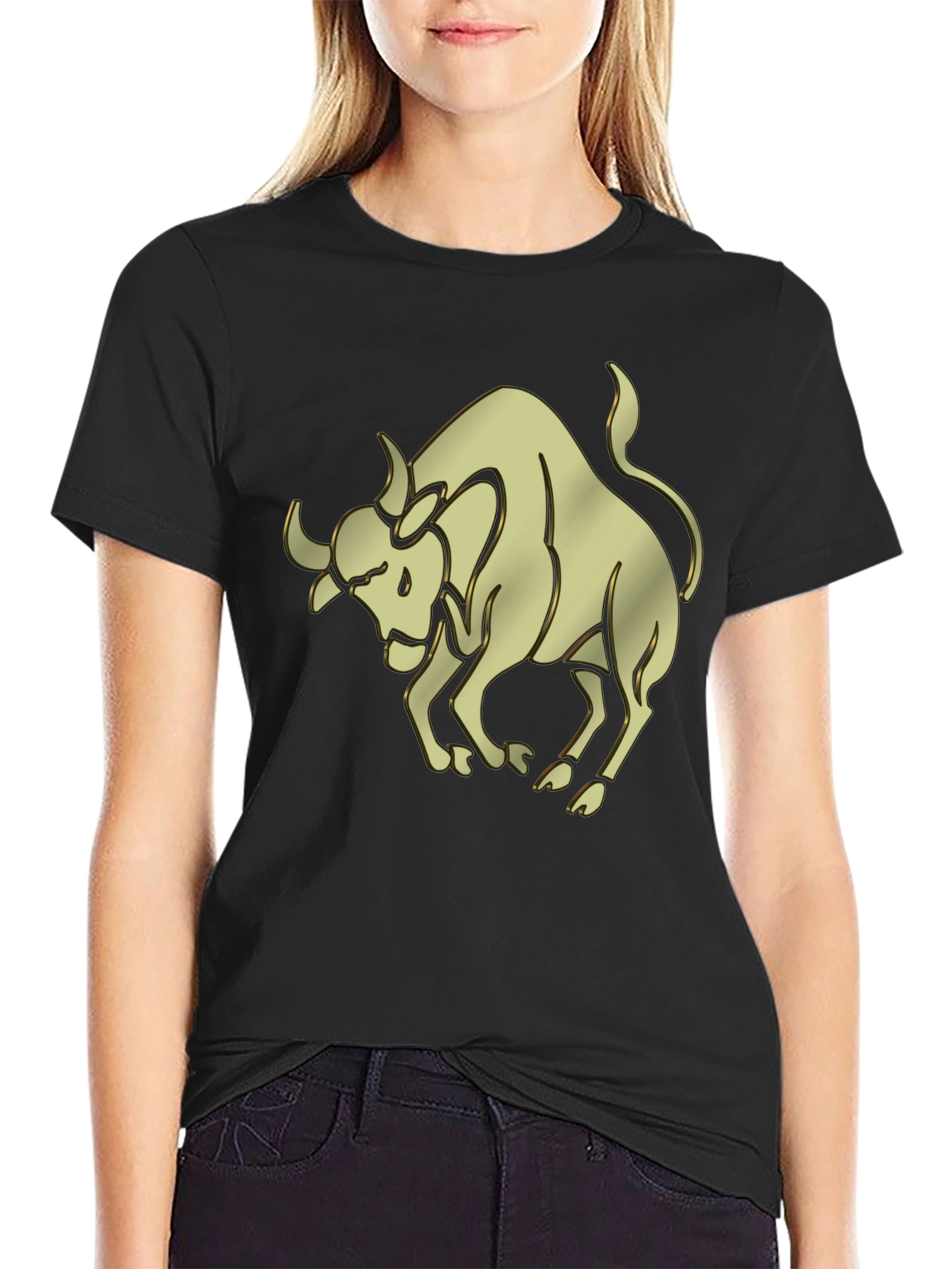 Gold Taurus Graphic Black T-Shirt