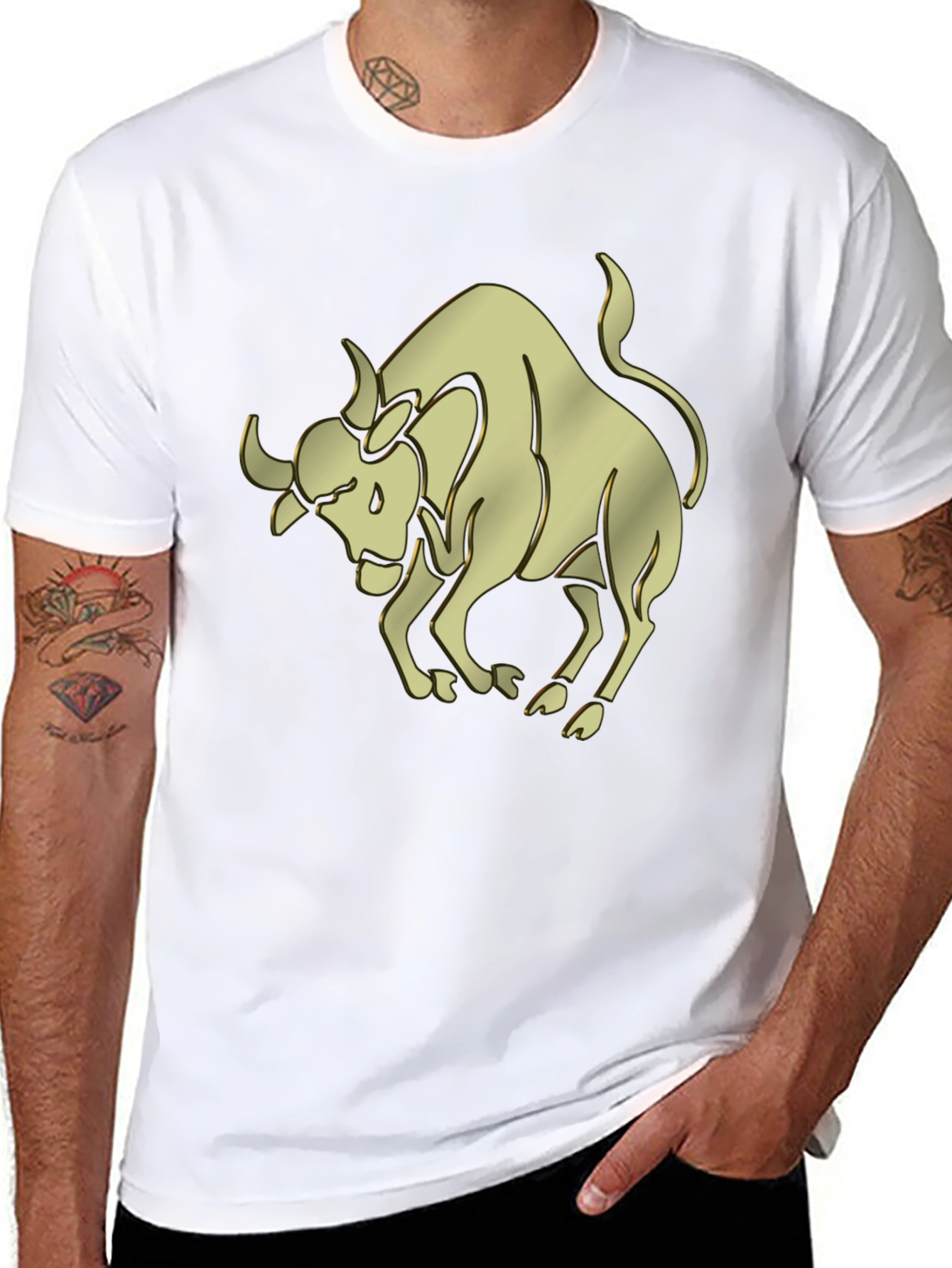 Gold Taurus Graphic Black T-Shirt
