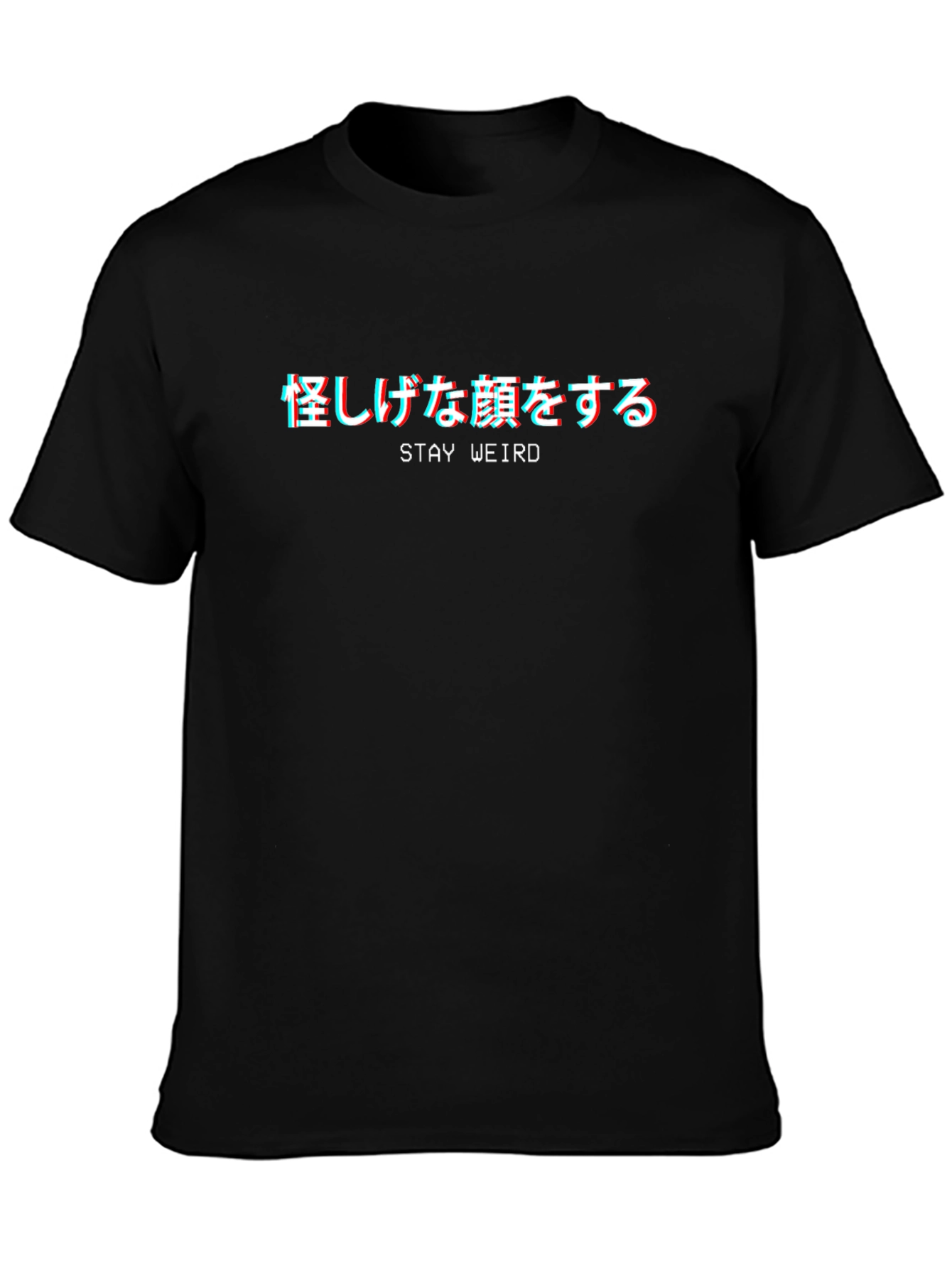 Stay Weird Graphic Tee - Black Crew Neck