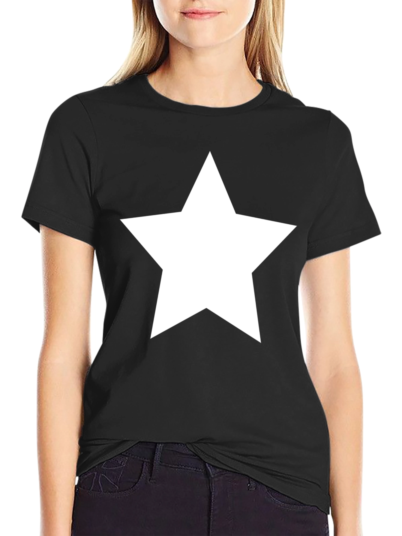 Bold Star Graphic Tee - Classic Black Cotton T-Shirt