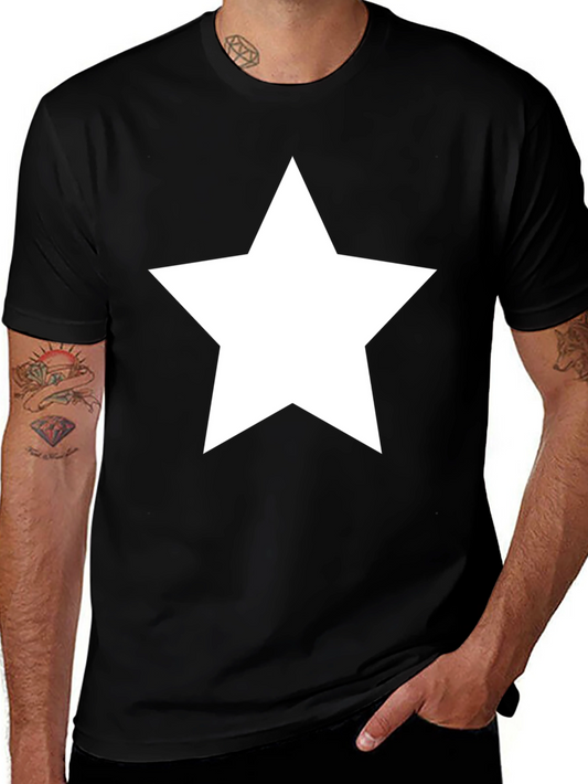 Bold Star Graphic Tee - Classic Black Cotton T-Shirt