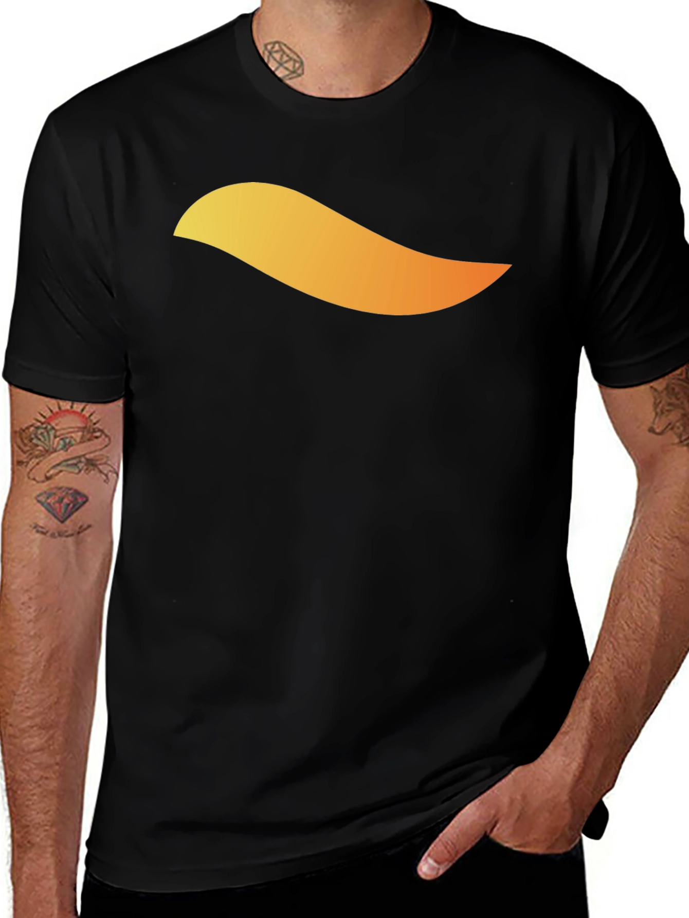 Mens Black T-Shirt with Abstract Graphic