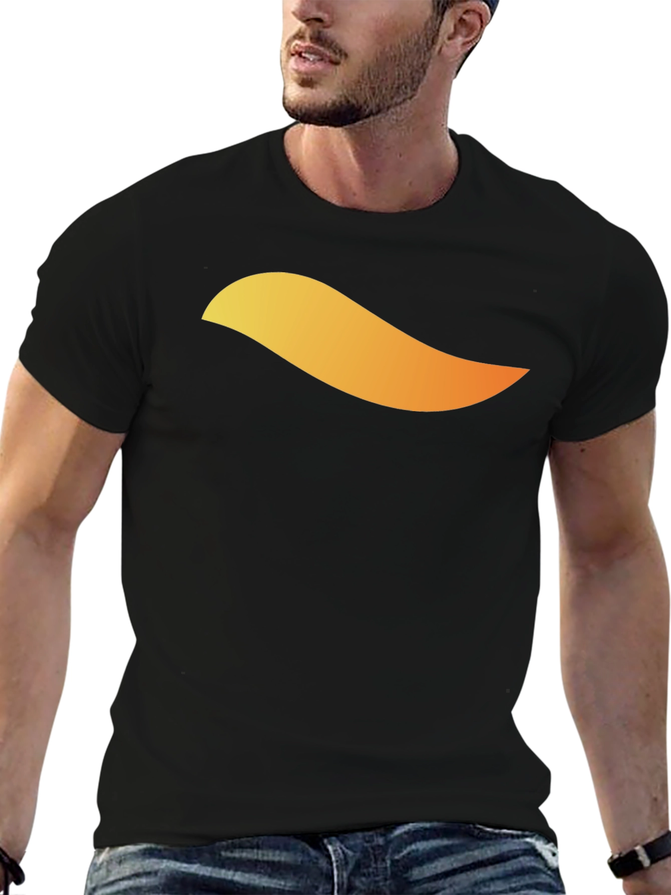 Mens Black T-Shirt with Abstract Graphic