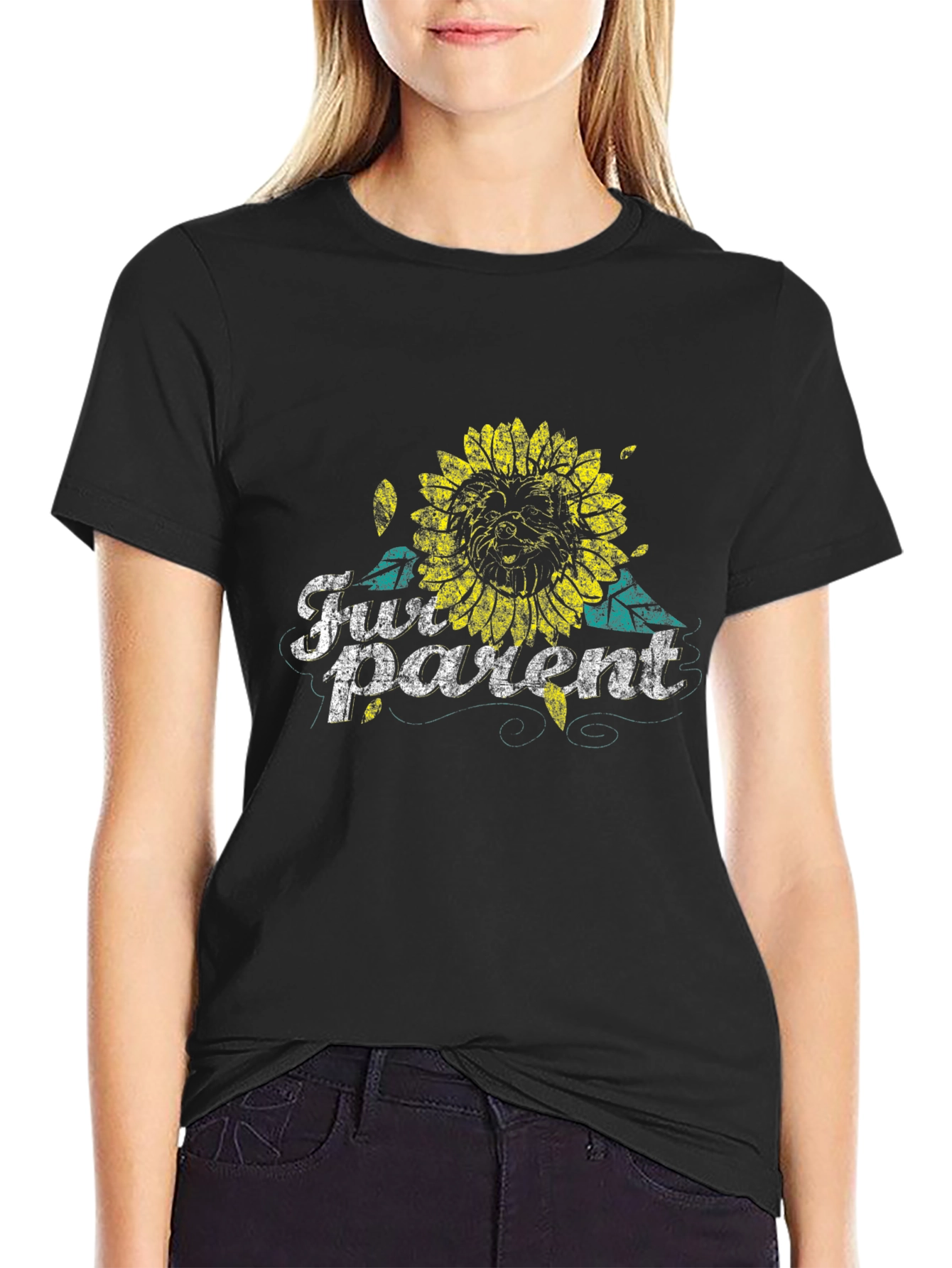 Fur Parent Sunflower Graphic Tee - Black