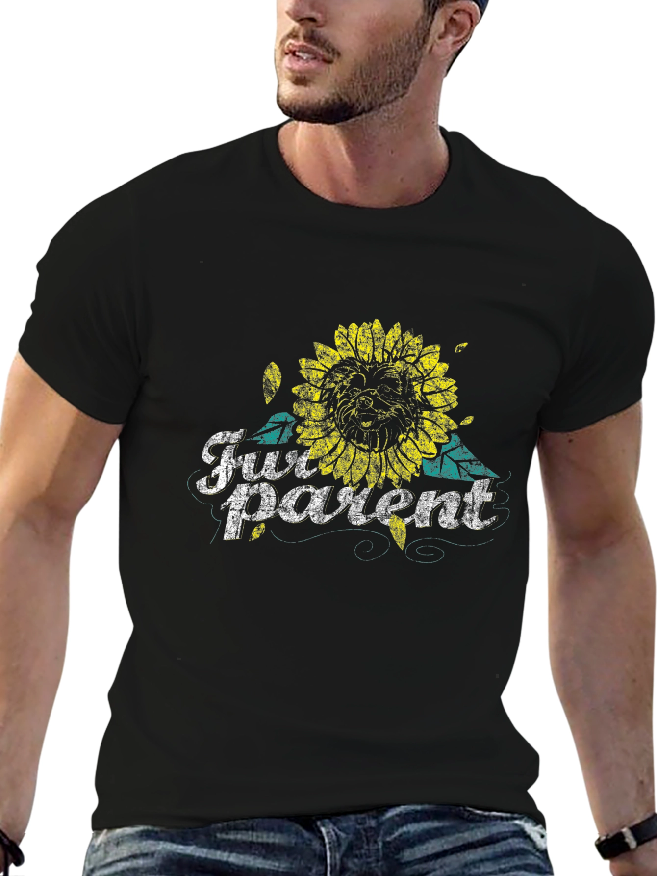 Fur Parent Sunflower Graphic Tee - Black