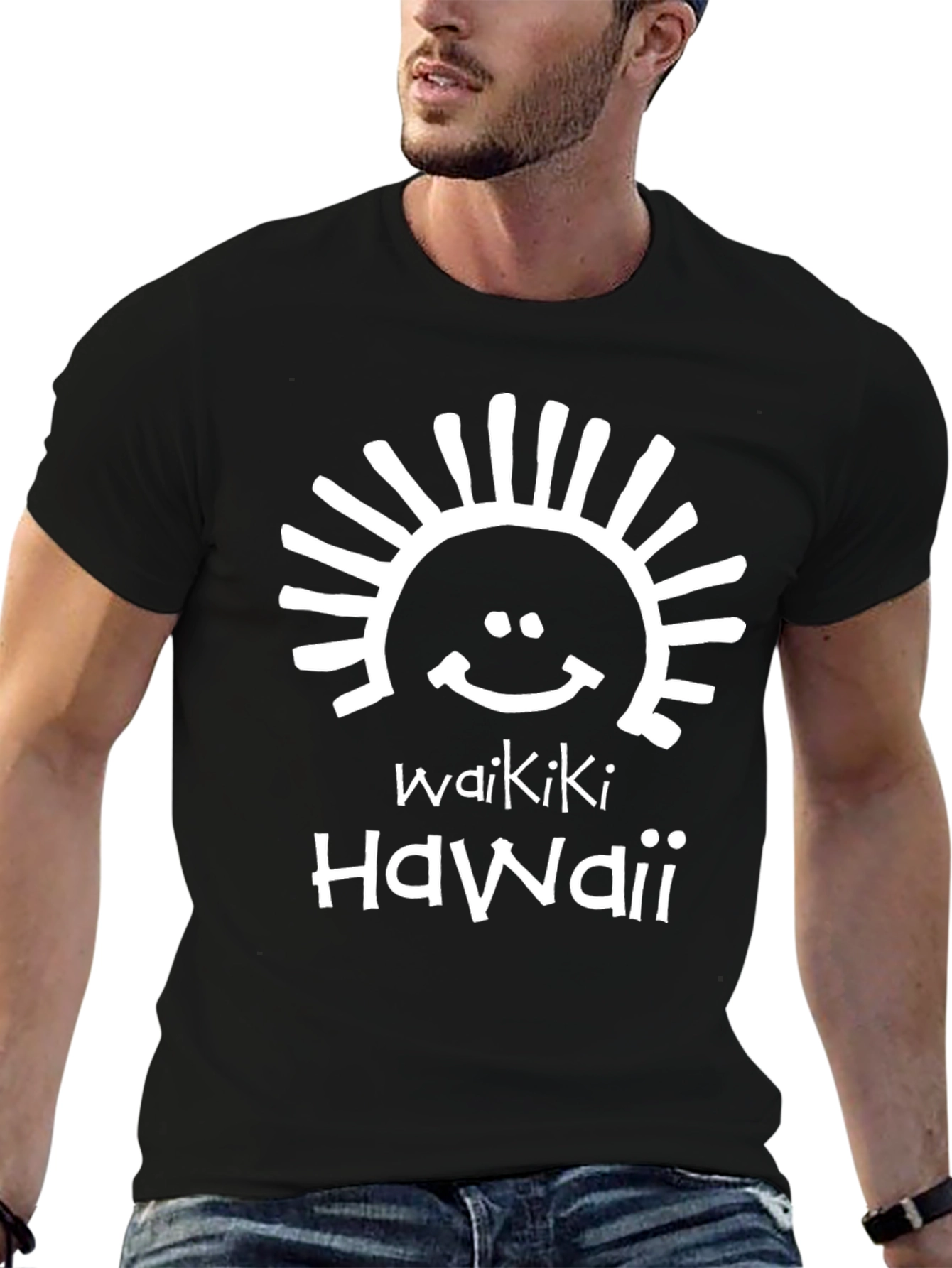 Waikiki Hawaii Graphic T-Shirt Black
