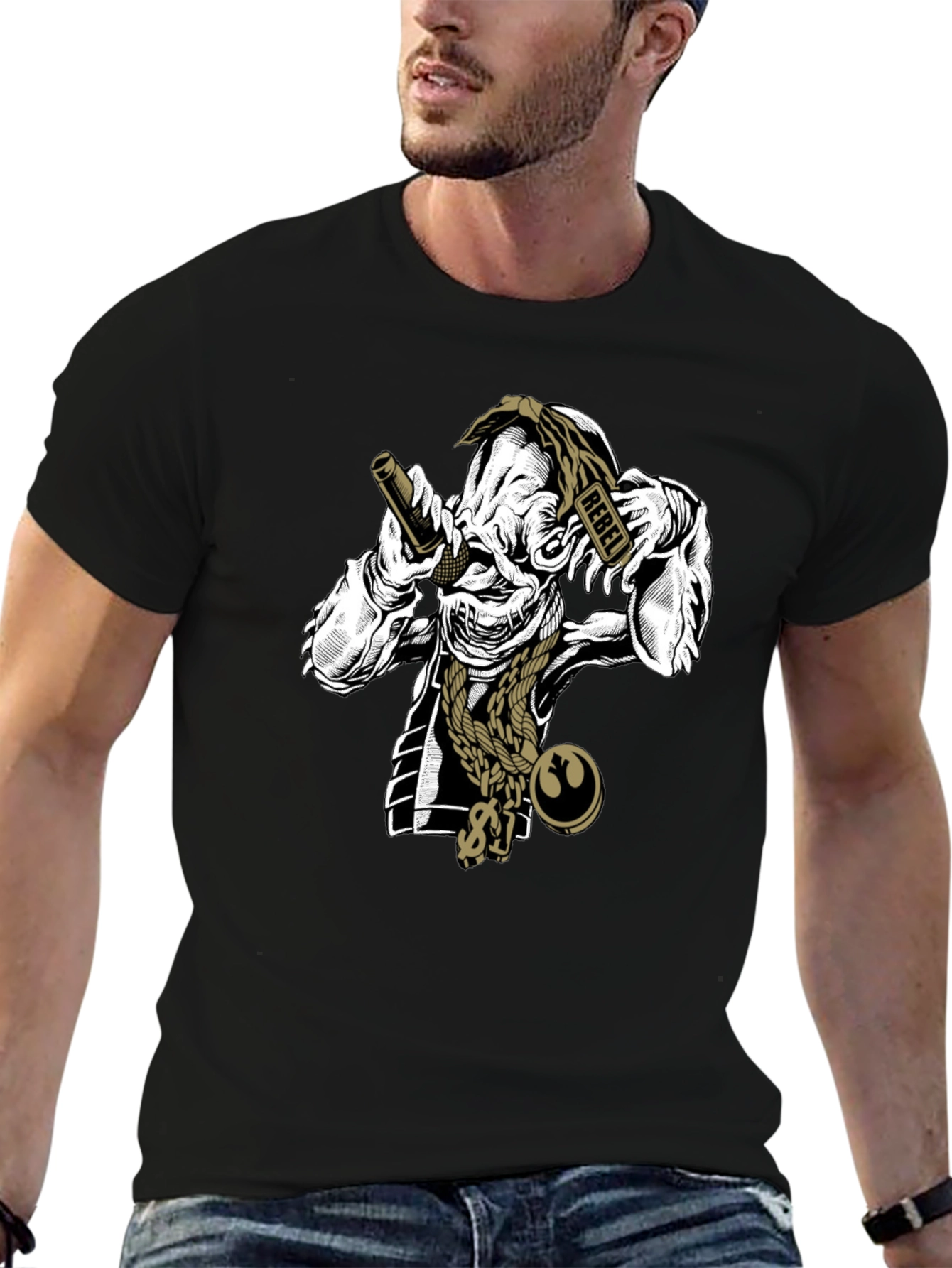 Rebel Rapper T-Shirt - Black Cotton Graphic Tee