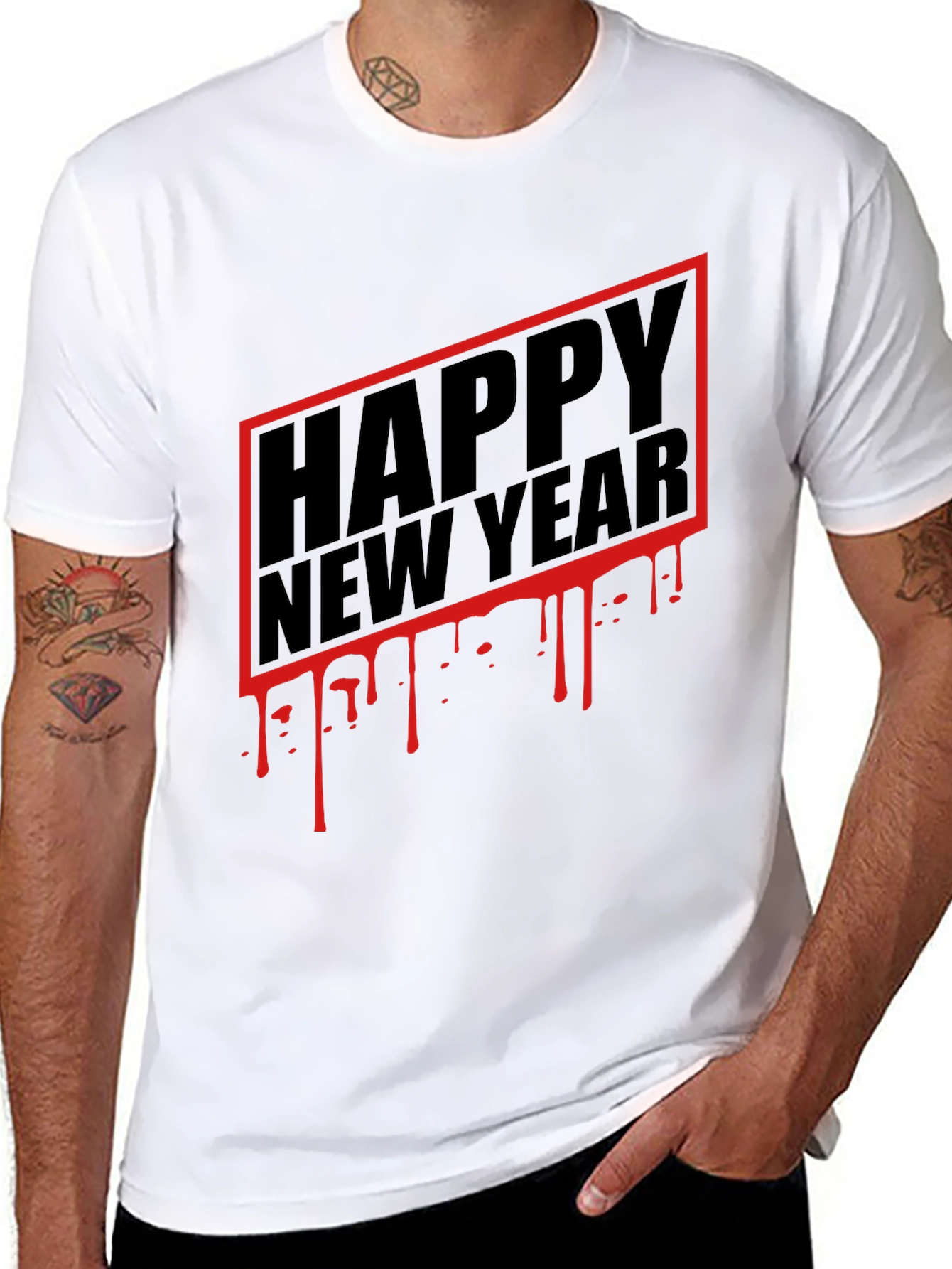 Happy New Year Graphic Tee - Black