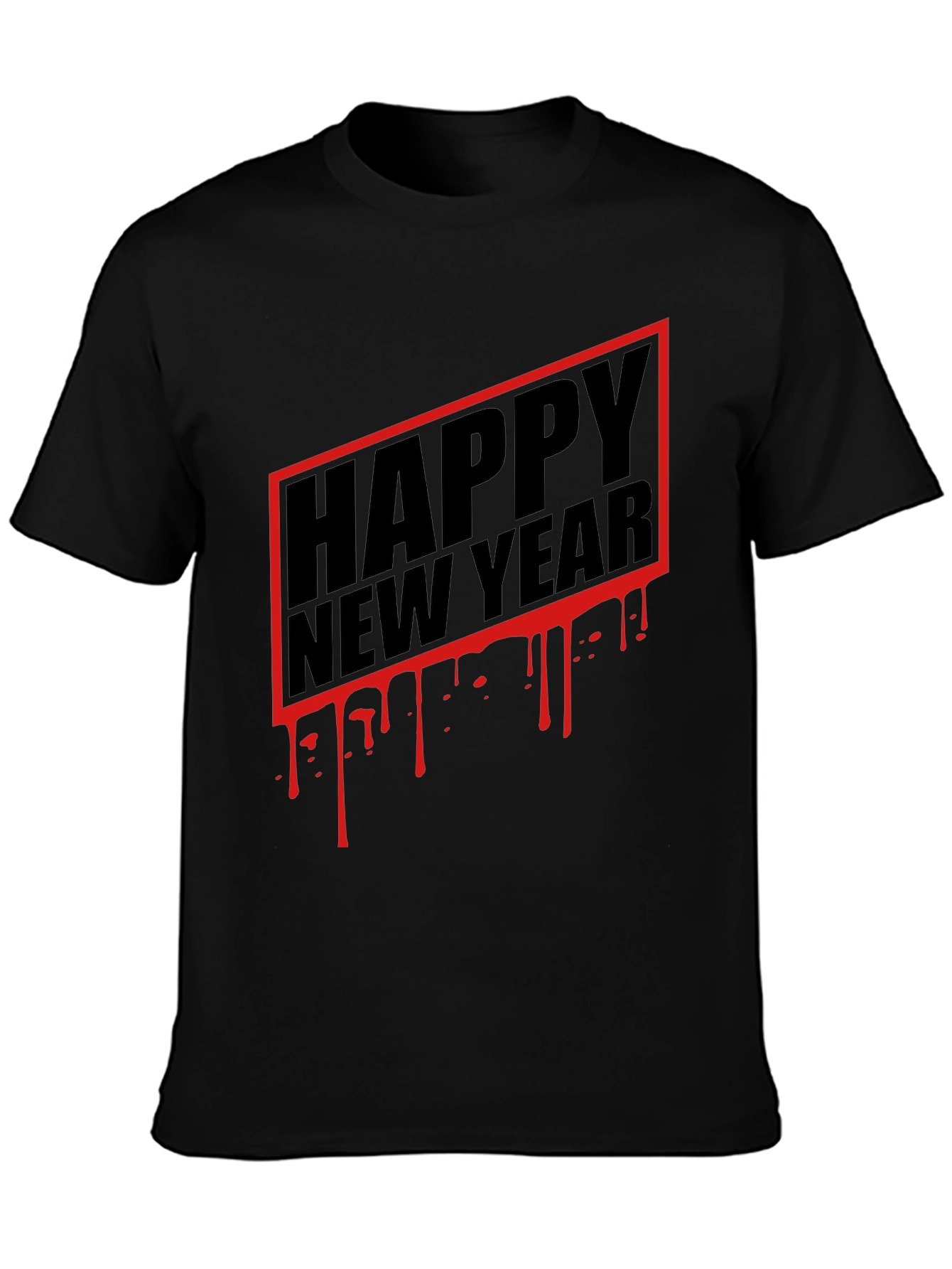 Happy New Year Graphic Tee - Black