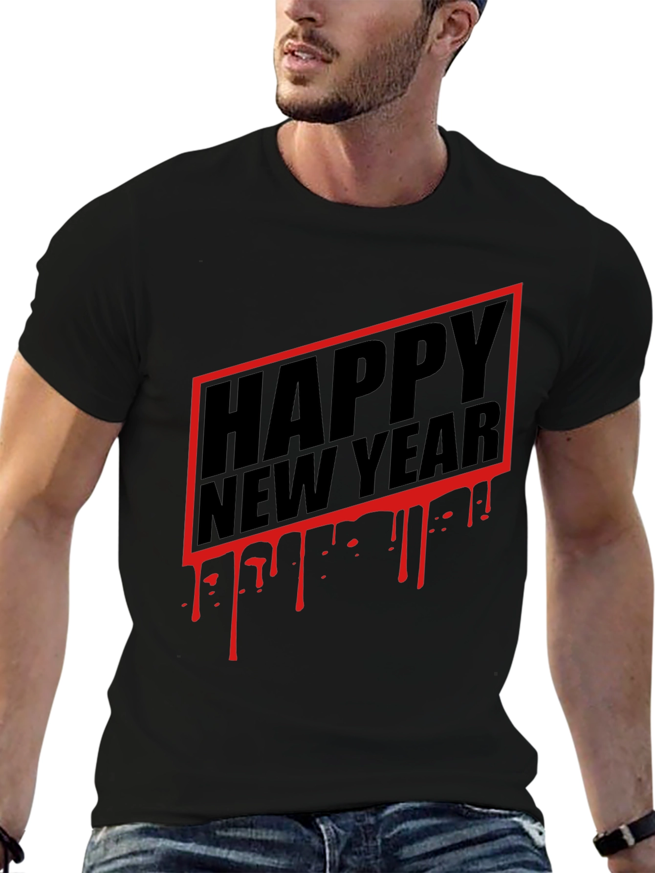 Happy New Year Graphic Tee - Black