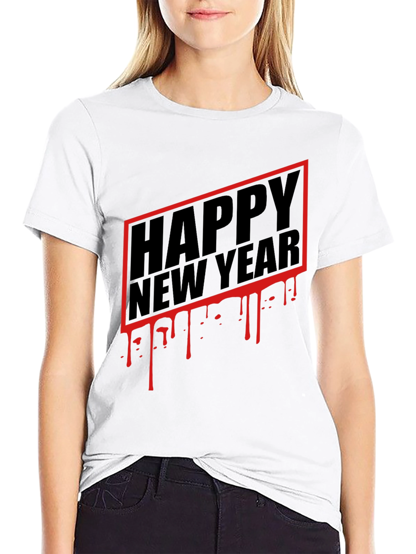 Happy New Year Graphic Tee - Black