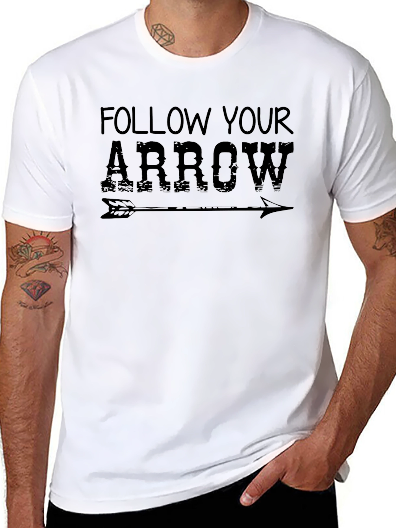 Follow Your Arrow Graphic T-Shirt - Black Cotton Tee