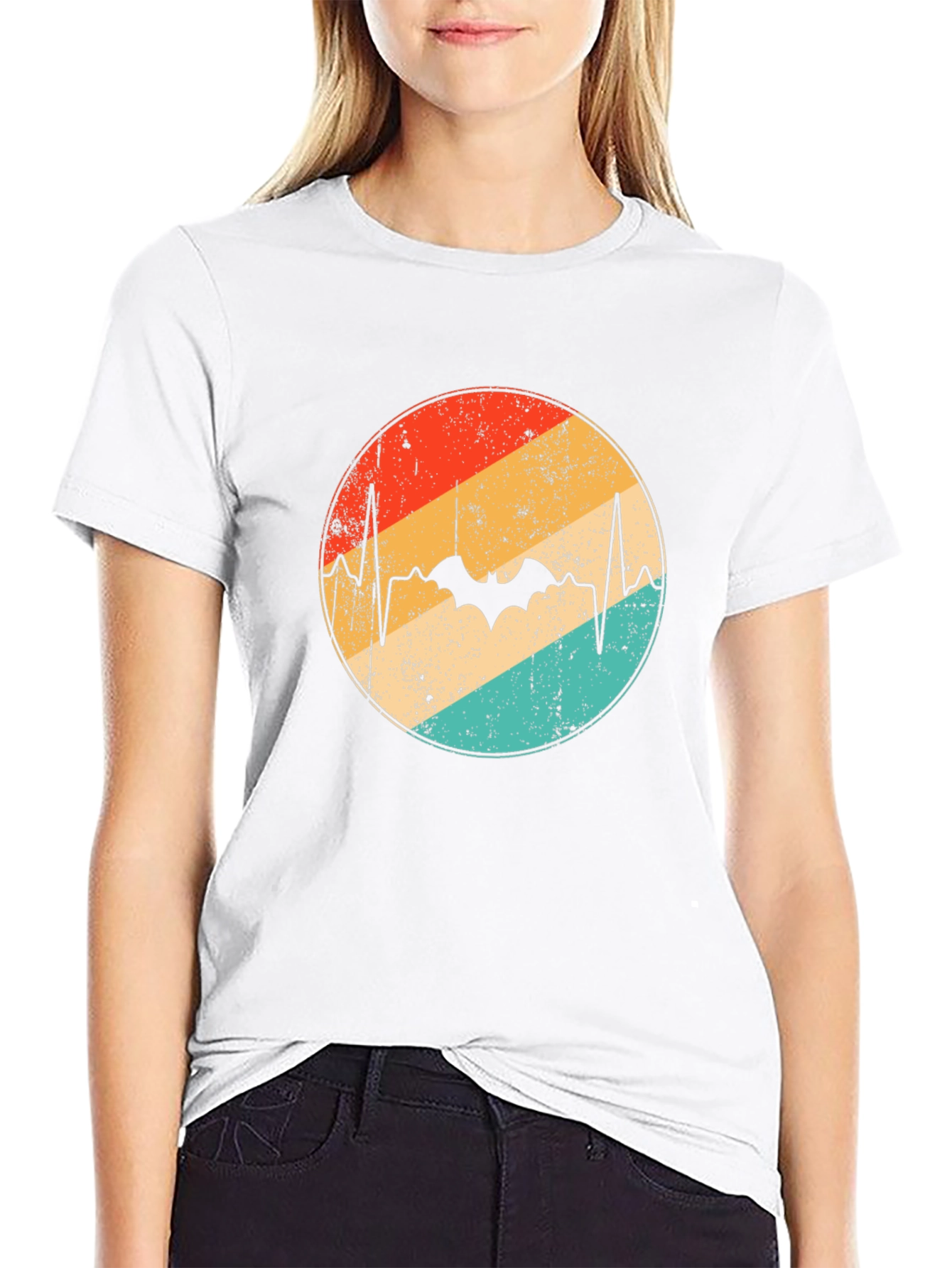 Retro Bat Heartbeat Graphic Tee