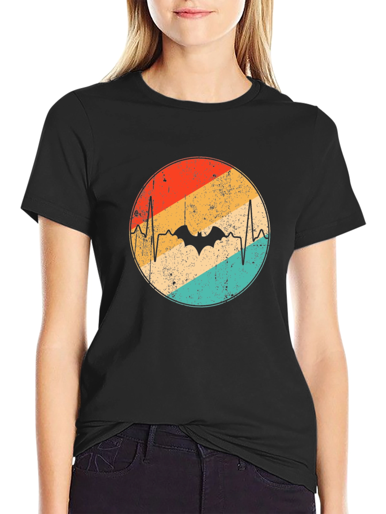 Retro Bat Heartbeat Graphic Tee