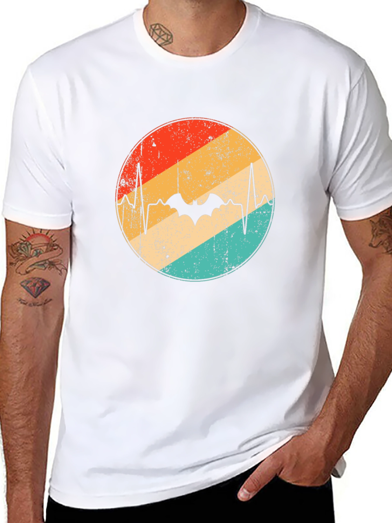 Retro Bat Heartbeat Graphic Tee
