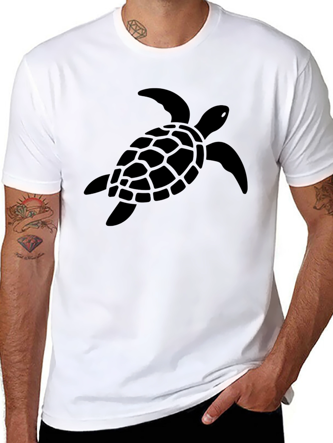 Black Turtle Graphic Tee - Casual Mens Shirt