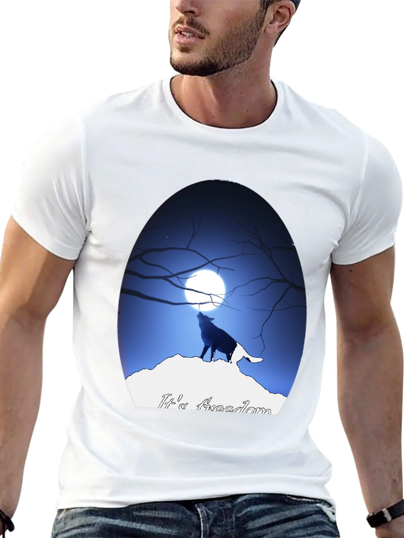 Wolf Howling at Moon Graphic Tee