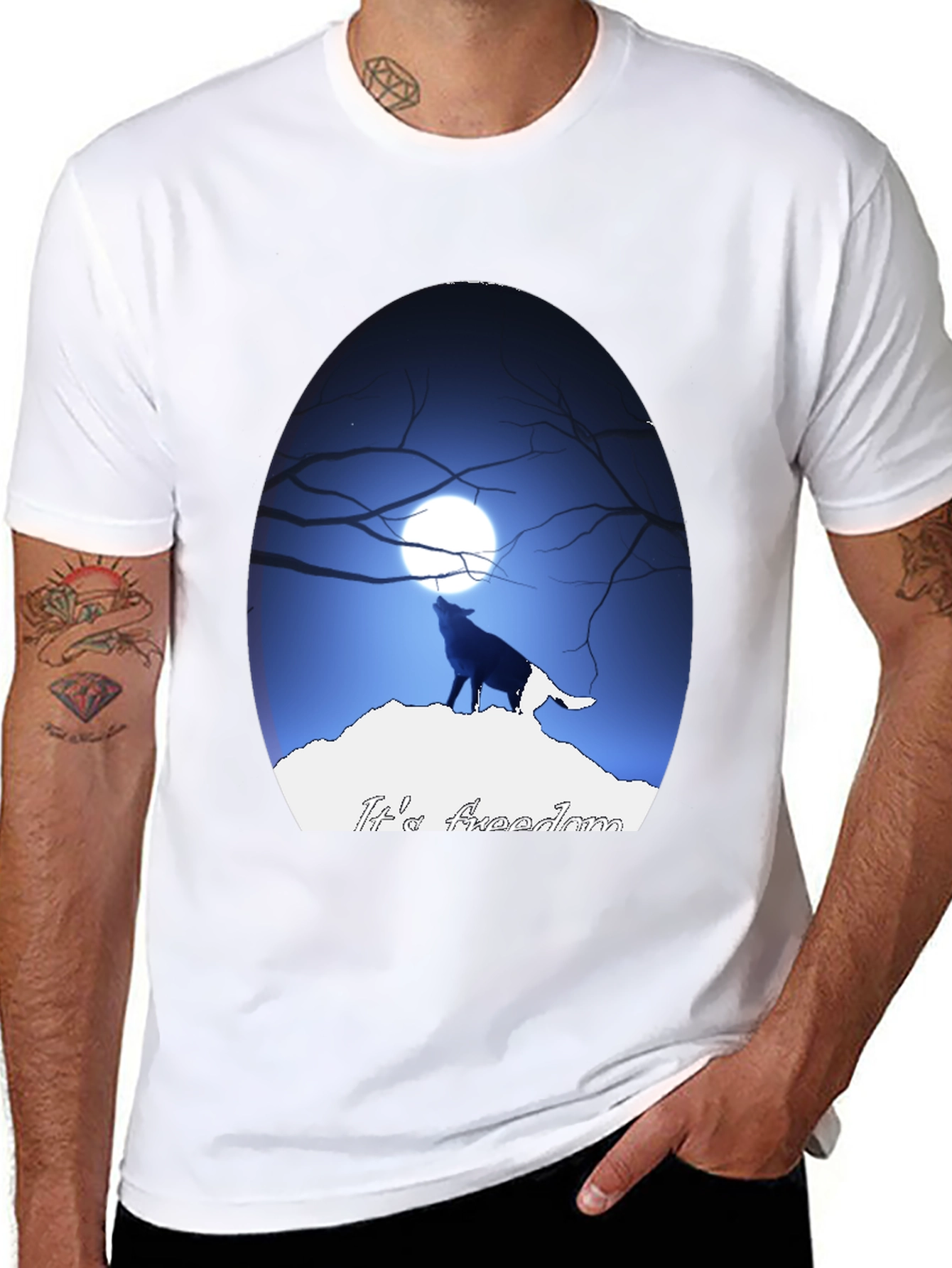 Wolf Howling at Moon Graphic Tee