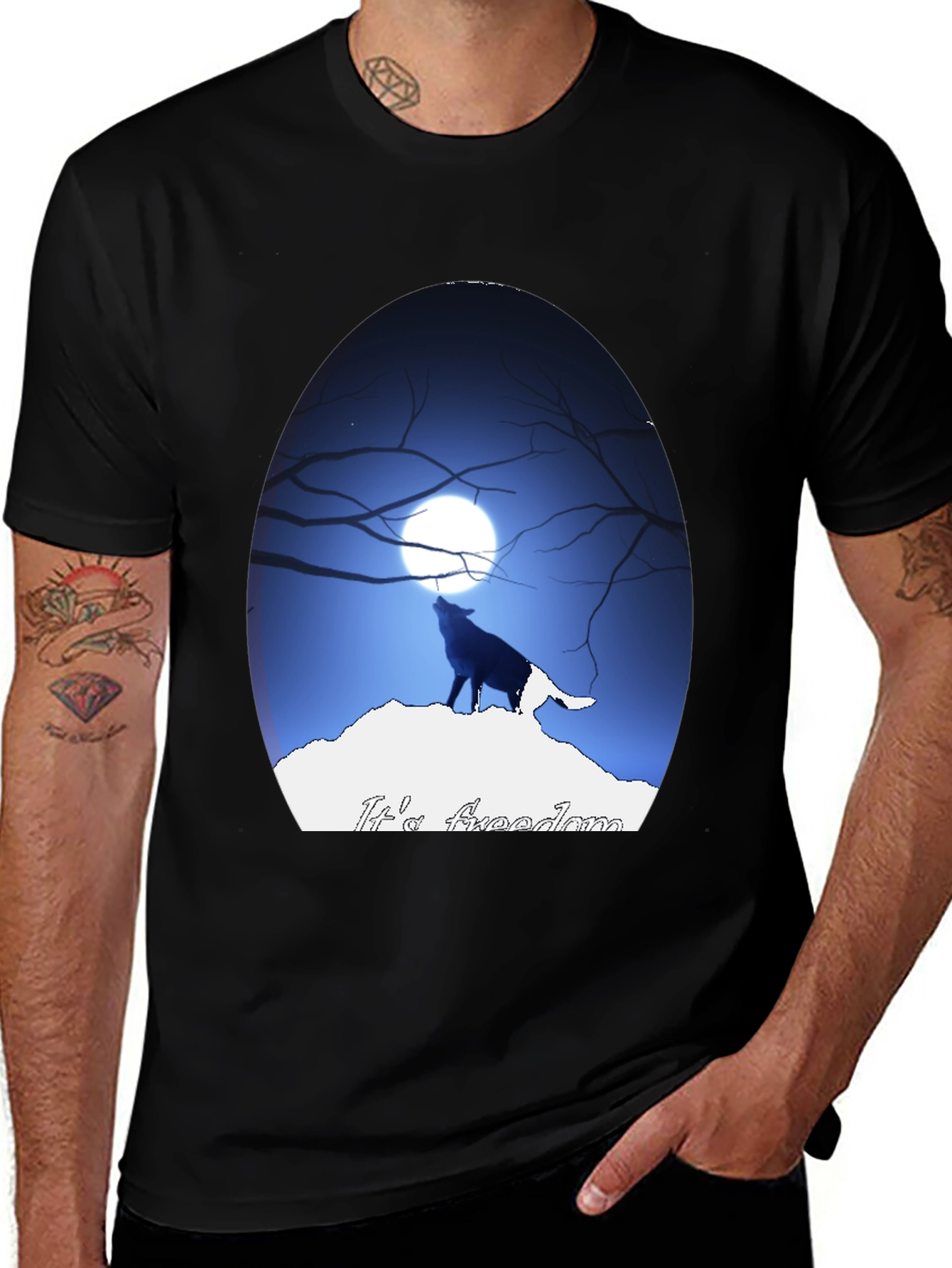 Wolf Howling at Moon Graphic Tee