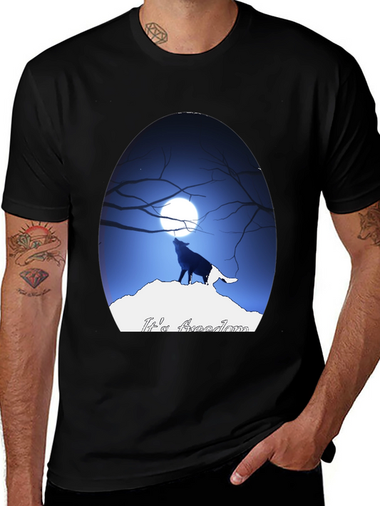 Wolf Howling at Moon Graphic Tee