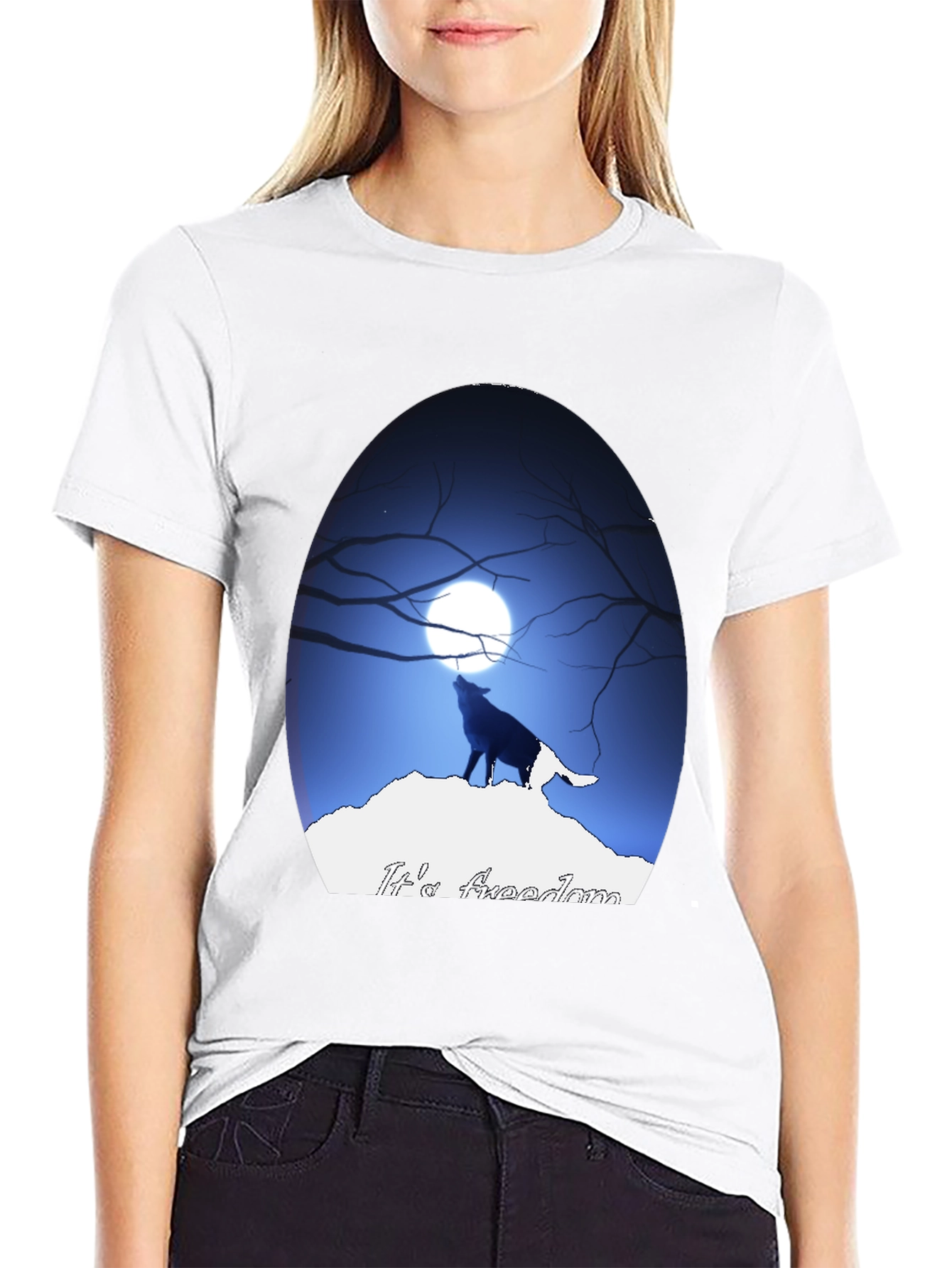 Wolf Howling at Moon Graphic Tee