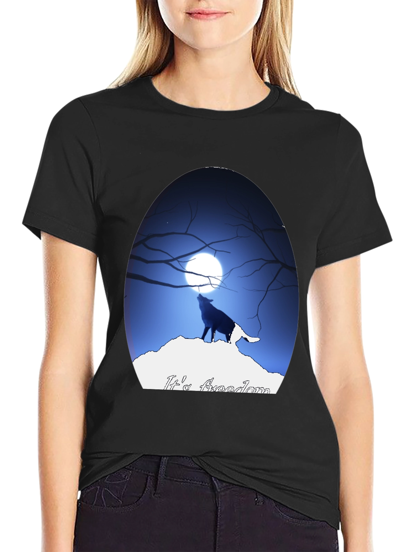 Wolf Howling at Moon Graphic Tee