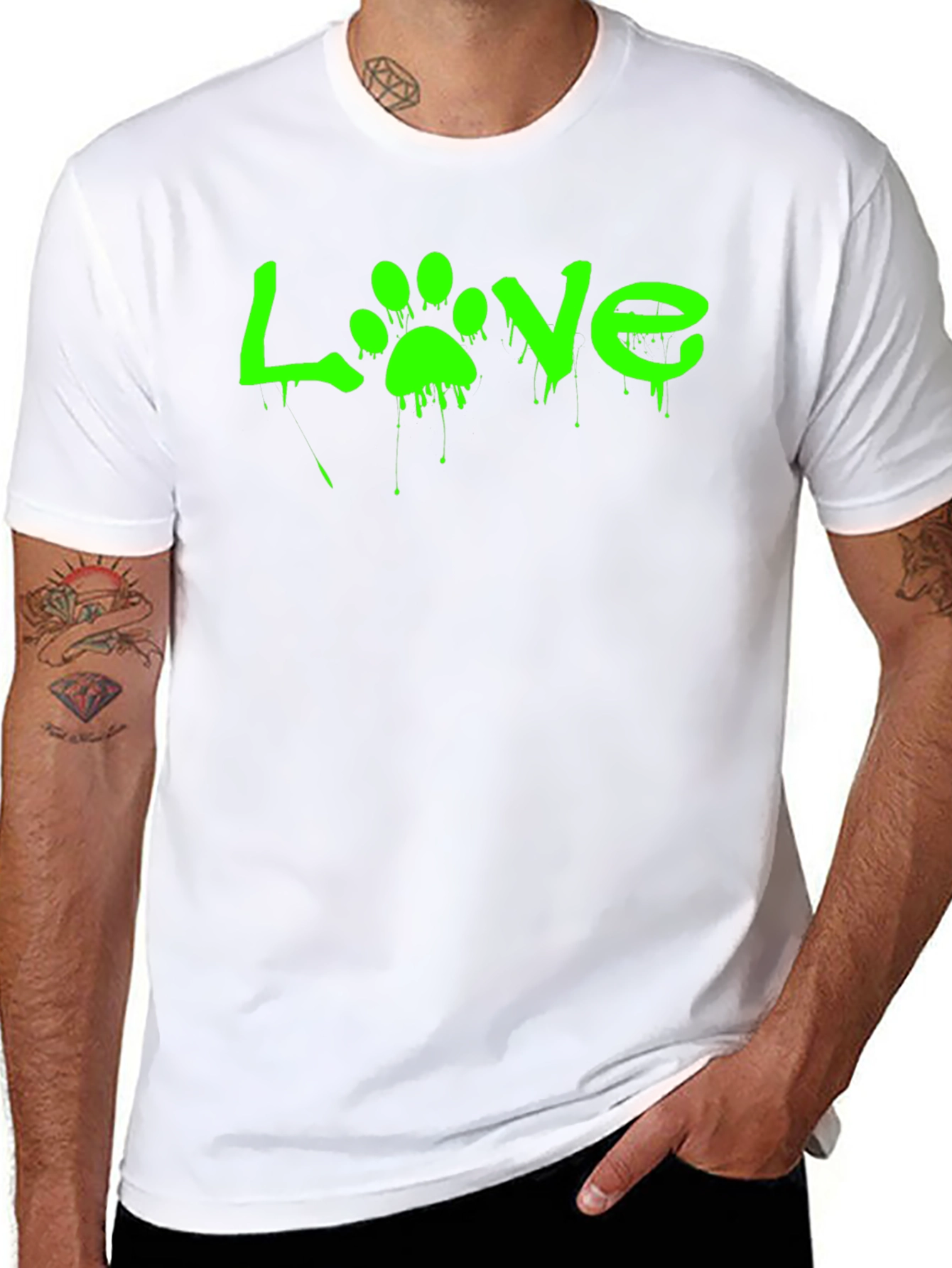 Love Paw Print Graphic Tee - Black