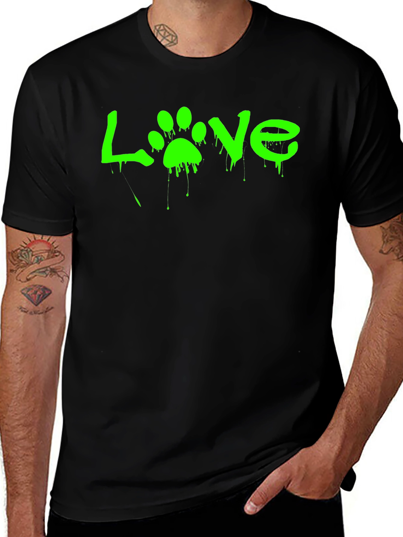 Love Paw Print Graphic Tee - Black