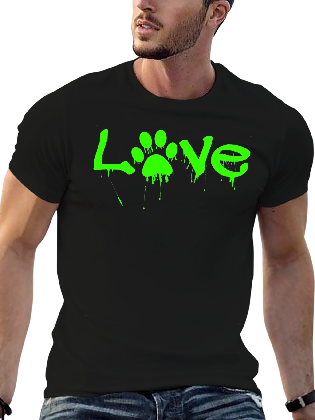 Love Paw Print Graphic Tee - Black