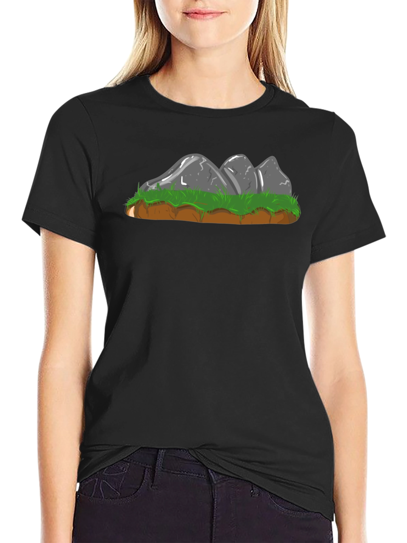 Cartoon Rock Formation Graphic Tee - Black