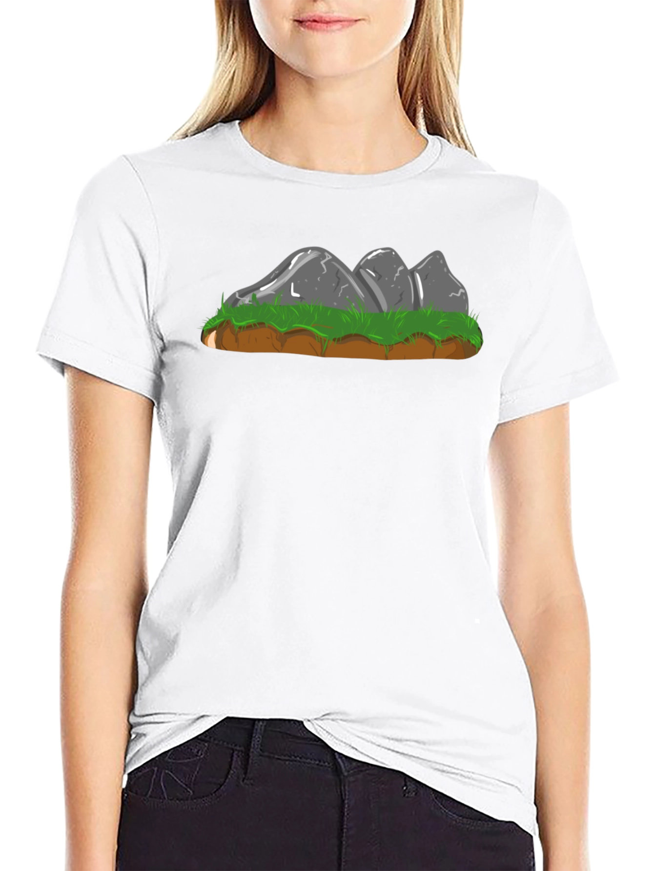 Cartoon Rock Formation Graphic Tee - Black