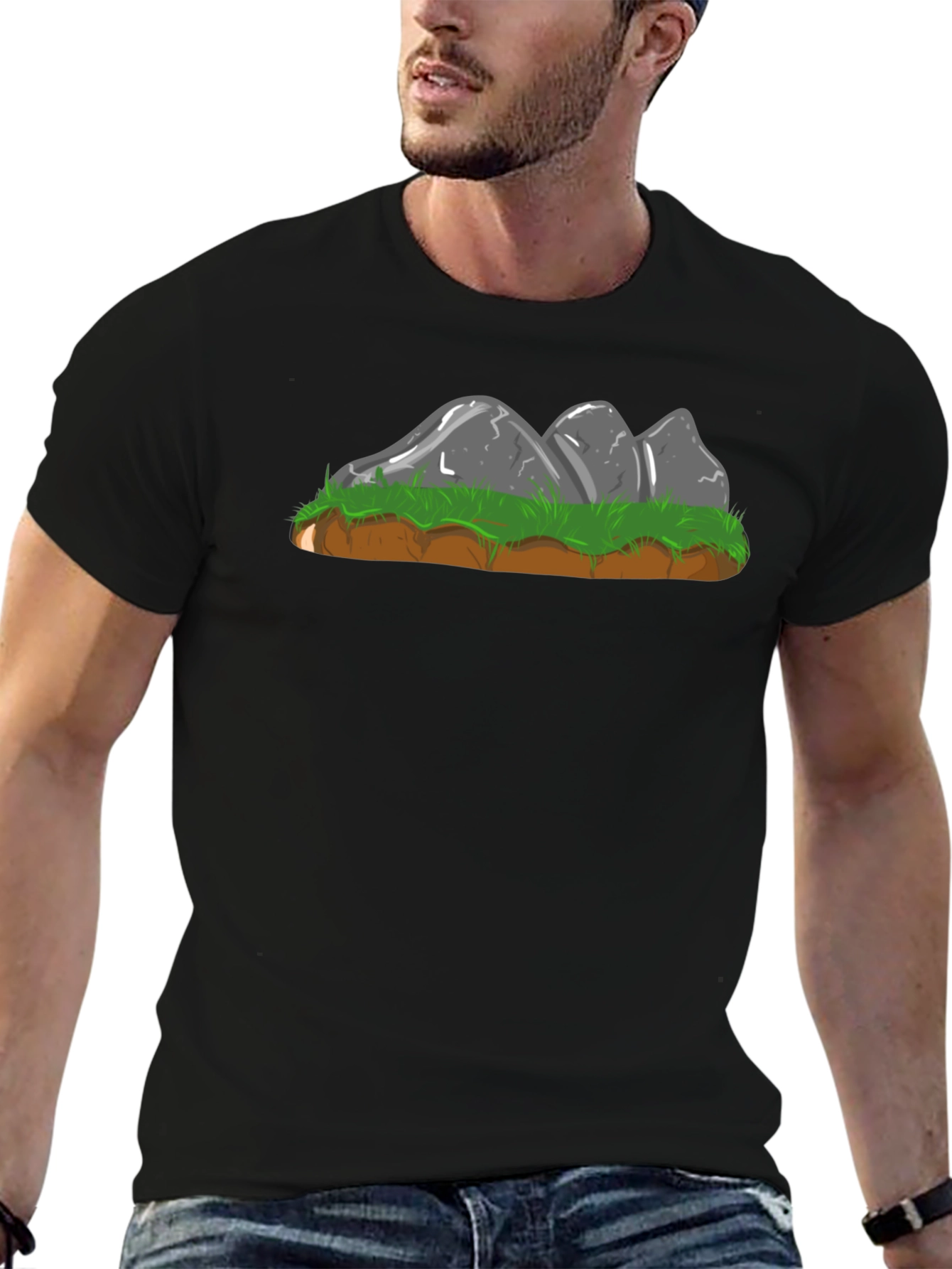Cartoon Rock Formation Graphic Tee - Black
