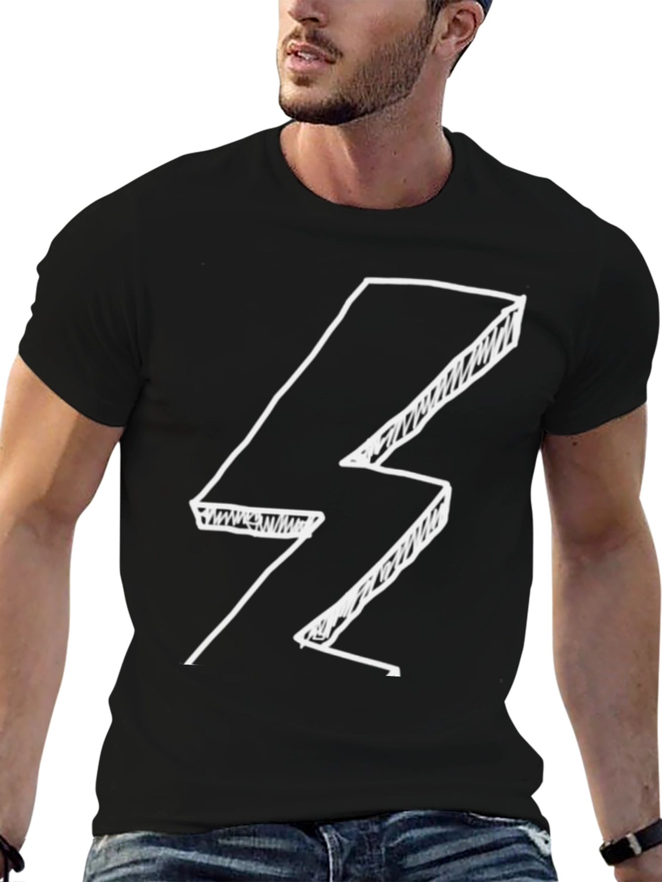 Cool Lightning Bolt Graphic Black T-Shirt