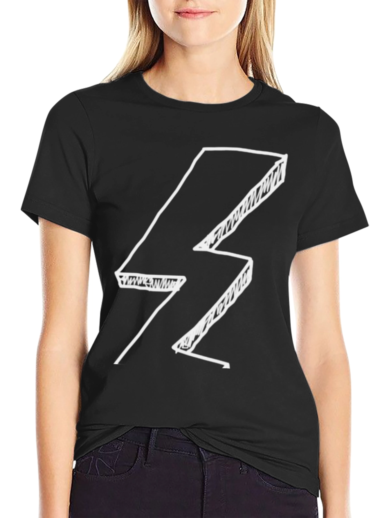 Cool Lightning Bolt Graphic Black T-Shirt
