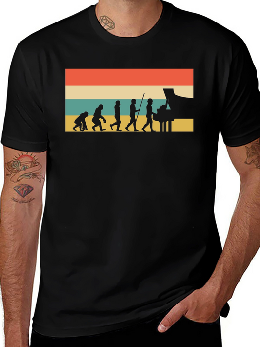 Piano Evolution Graphic Tee - Black Unisex T-Shirt
