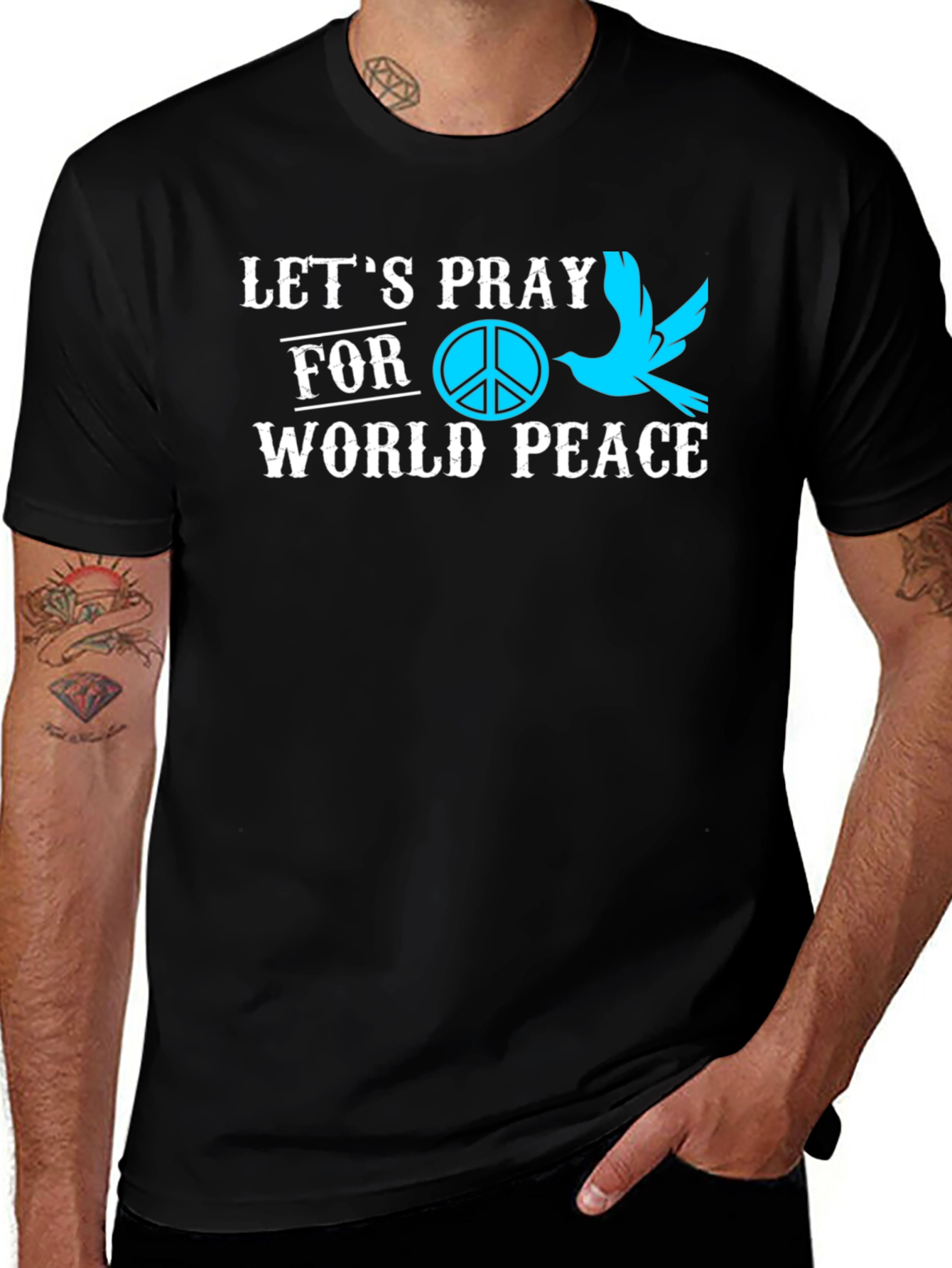 Lets Pray for World Peace Graphic T-Shirt