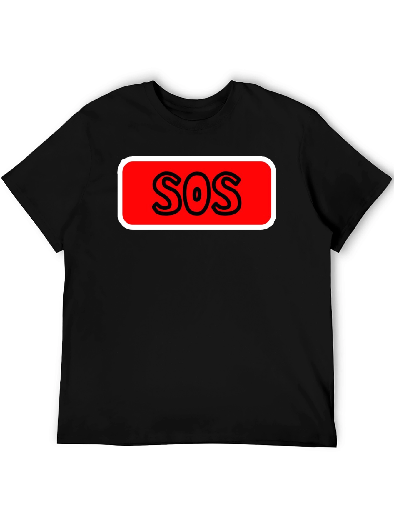 SOS Graphic Tee - Black Cotton Casual T-Shirt