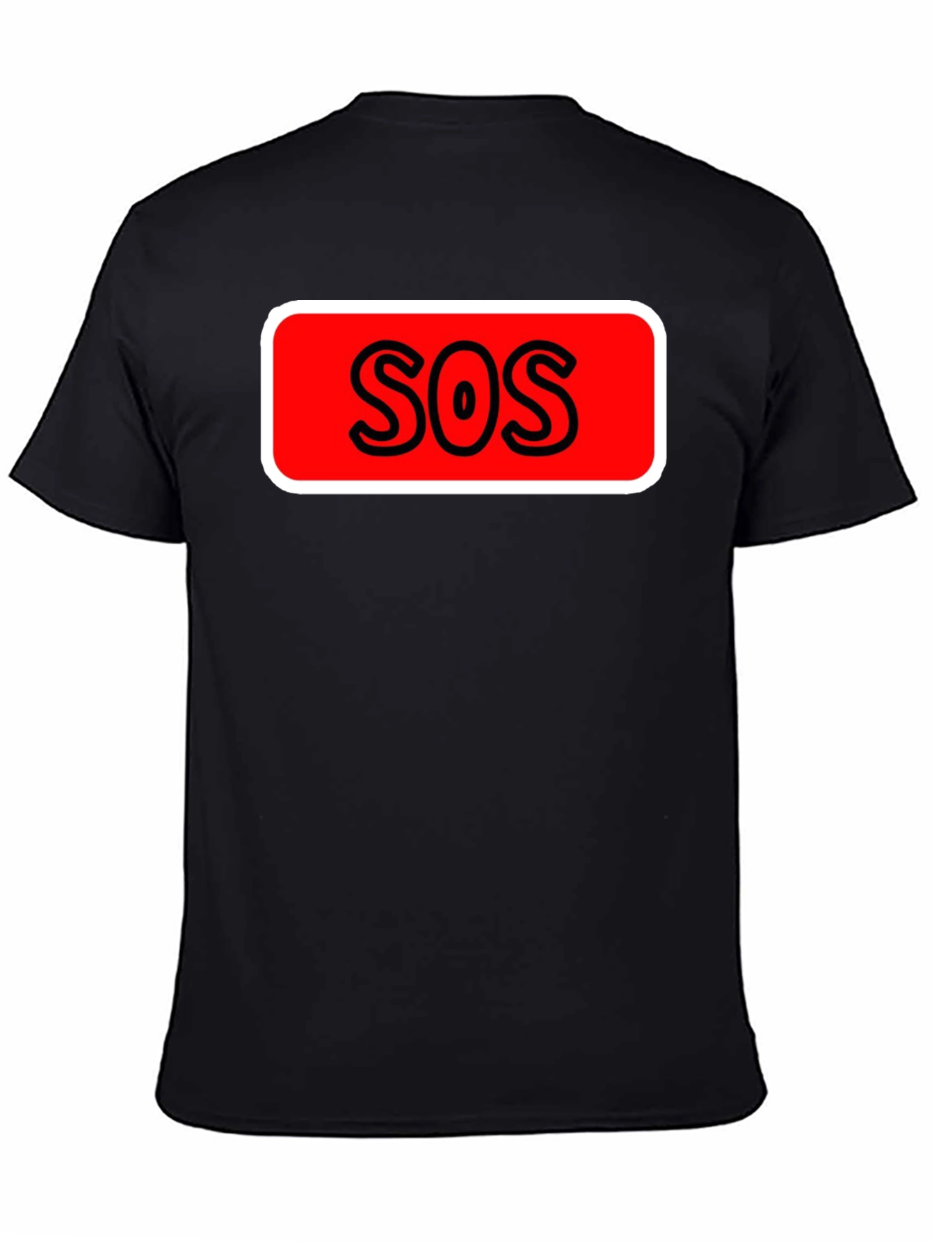 SOS Graphic Tee - Black Cotton Casual T-Shirt