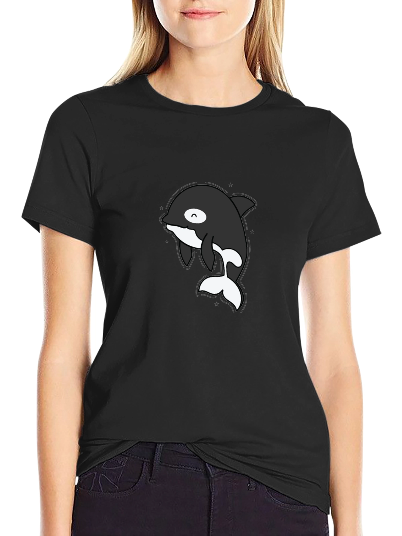 Cute Orca T-Shirt - Black Cotton Tee