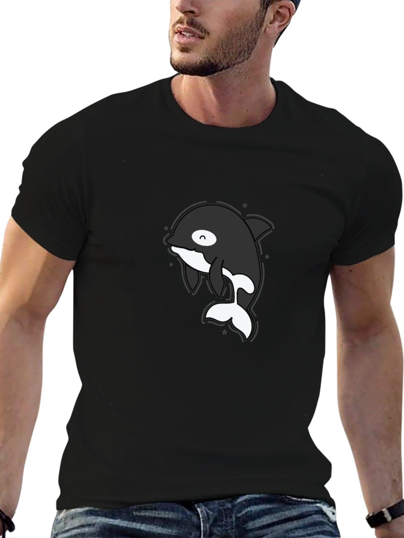 Cute Orca T-Shirt - Black Cotton Tee