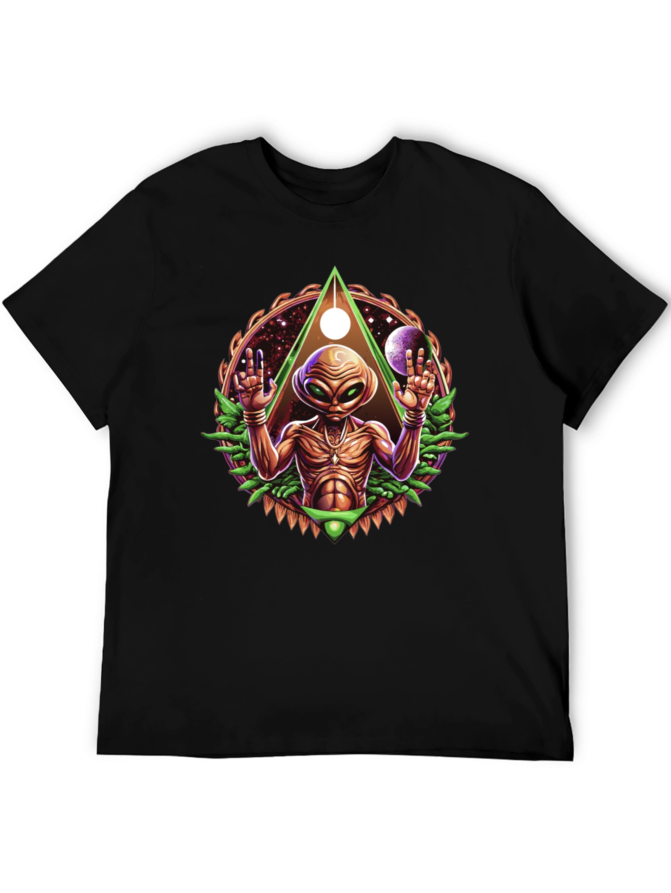 Alien Graphic Tee - Cosmic Design Black T-Shirt